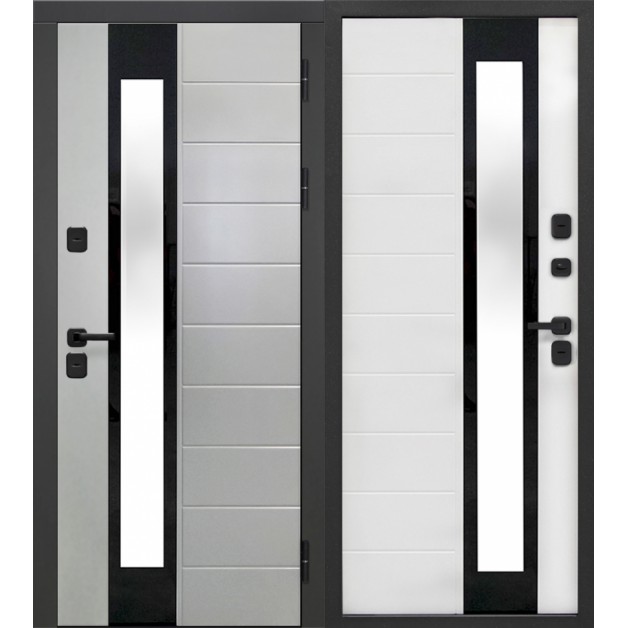 Входная стальная дверь 12,5 см ISOTERMA стеклопакет Эмалит белый